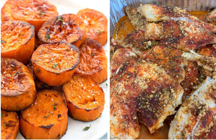 Tasty Garlic Talapia w/Oven Baked Sweet Potatoes